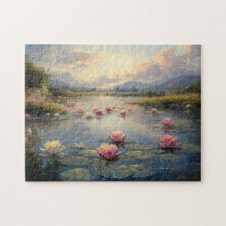 Impressionist Lily Pads on Pond Puzzle