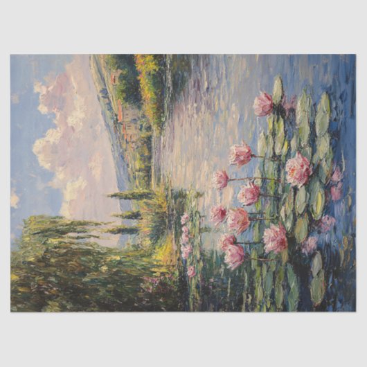 Impressionist Lily Pads Willow Tree Decoupage Seidenpapier (Vorderseite)