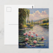 Impressionist Lily Pads Willow Tree Postkarte (Vorne/Hinten)