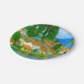 Impressionist  Mediterranean Village by the Sea   Pappteller (Schrägansicht)