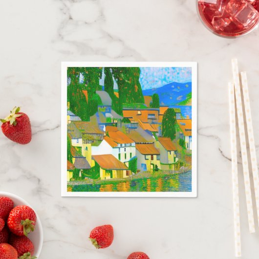 Impressionist Mediterranean Village by the Sea Serviette (Beispiel)