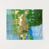 Impressionist Mediterranean Village by the Sea Wandteppich (Vorderseite (Horizontal))