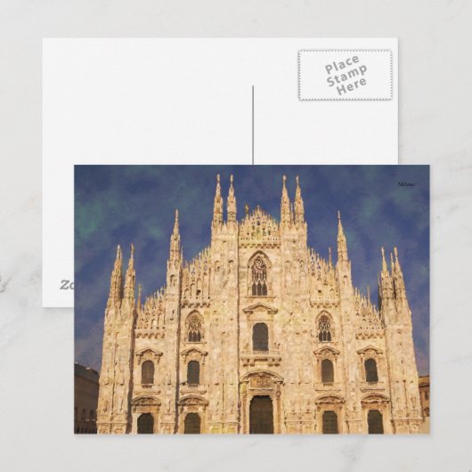 Impressionist Milano Duomo Postkarte (Vorne/Hinten)