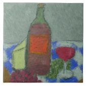 Impressionist-noch Leben mit Wein-Keramik-Fliese Fliese (Vorderseite)