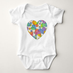 Impressionist Pastel Valentine Hearts Baby Strampler