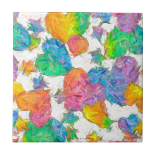 Impressionist Pastel Valentine Hearts Fliese (Vorderseite)
