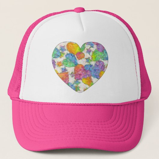 Impressionist Pastel Valentine Hearts Truckerkappe (Vorderseite)