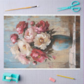 Impressionist Pink Blume Blue Vase Decoupage Seidenpapier (Basteln)