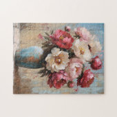 Impressionist Pink Blume Blue Vase Puzzle (Horizontal)