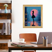 Impressionist Pink Moon Woman Bubble Gum Bubble Poster