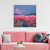 Impressionist Pink Poppy Field Textured Canvas Wal Leinwanddruck (Insitu (Wohnzimmer))