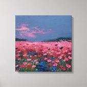 Impressionist Pink Poppy Field Textured Canvas Wal Leinwanddruck (Vorderseite)