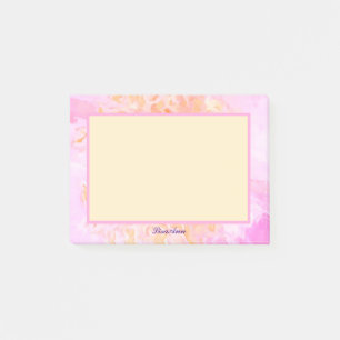 Impressionist Pink Rose Individuelle Name Post-it Klebezettel