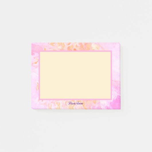 Impressionist Pink Rose Individuelle Name Post-it Klebezettel (Vorderseite)