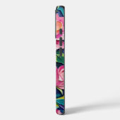 Impressionist Pink Roses auf blau Case-Mate iPhone Hülle (Rückseite / Links)