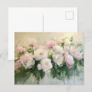 Impressionist Pink Roses Malerei Postkarte