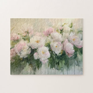 Impressionist Pink Roses Malerei Puzzle