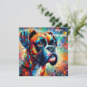 Impressionist Pop Art Boxer Birthday Dawg Karte (Stehend Vorderseite)