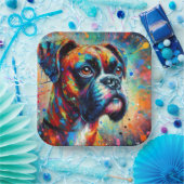 Impressionist Pop Art Boxer Dog Organisation Pappteller (Party)