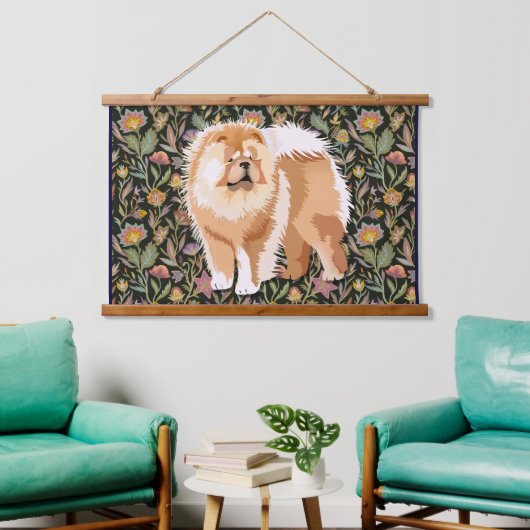 IMPRESSIONIST red chow wall tapestry wood topped Wandteppich Mit Holzrahmen (Wohnzimmer)