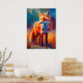 Impressionist Red Fox Wildlife Painting Poster (Küche)