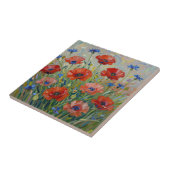 Impressionist Red Poppy Field Fliese (Seite)