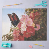 Impressionist Schmetterling und rosa Blume Dekoupa Seidenpapier (Basteln)