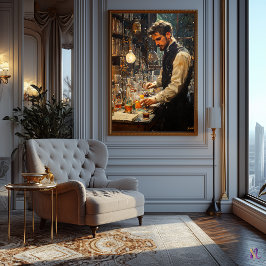 Impressionist Scientist in einem Vintagen Labor Poster