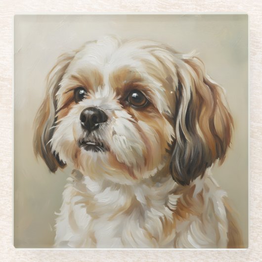 Impressionist Shih Tzu Art Coaster Glasuntersetzer (Vorderseite)