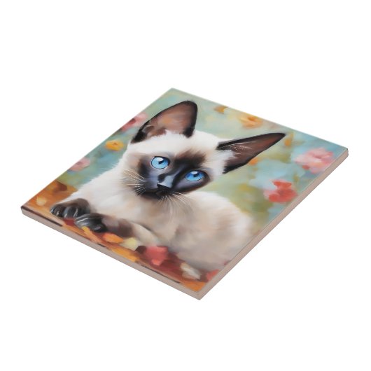 Impressionist Siamese Portrait Fliese (Seite)