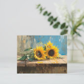 Impressionist Sonnenblumen Malerei Postkarte (Stehend Vorderseite)