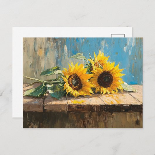Impressionist Sonnenblumen Malerei Postkarte (Vorne/Hinten)