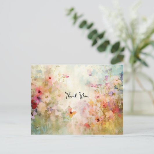 Impressionist Style Floral Vielen Dank Postkarte (Stehend Vorderseite)