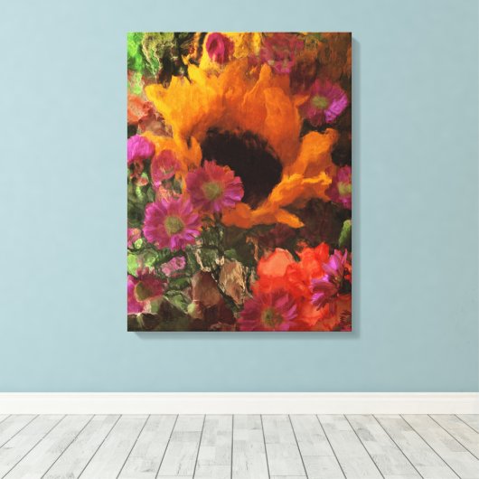 Impressionist Style Sonnenblume Leinwanddruck (Insitu (Holzboden))