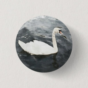 Impressionist Swan Button