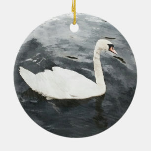 Impressionist Swan Keramik Ornament