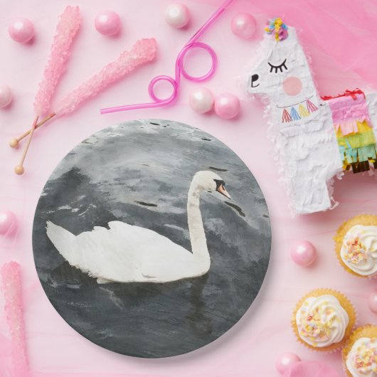 Impressionist Swan Pappteller (Party)