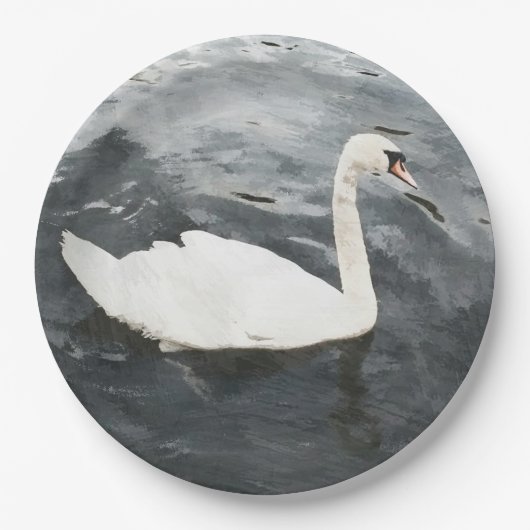 Impressionist Swan Pappteller (Vorderseite)