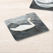 Impressionist Swan Rechteckiger Pappuntersetzer (angewinkelt)