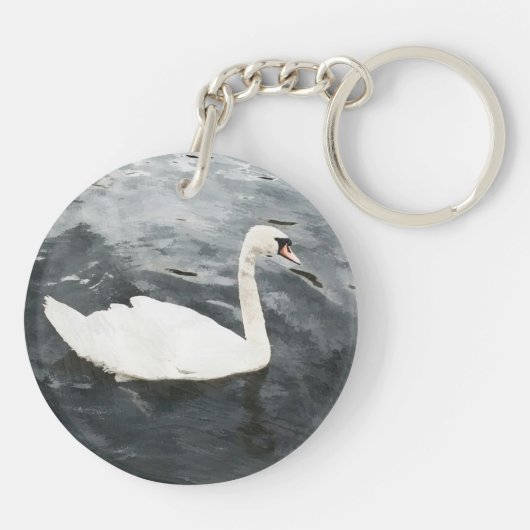 Impressionist Swan Schlüsselanhänger (Rückseite)
