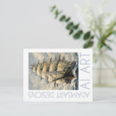 Impressionist Tall Ship at Sea Nautical Art Postkarte (Stehend Vorderseite)