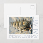 Impressionist Tall Ship at Sea Nautical Art Postkarte (Vorne/Hinten)