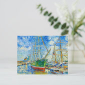 Impressionist Tall Ship in Hamburg Harbor with Ref Postkarte (Stehend Vorderseite)