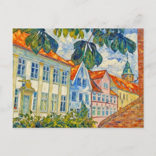 Impressionist Town Scene in Glueckstadt with Histo Postkarte (Vorderseite)