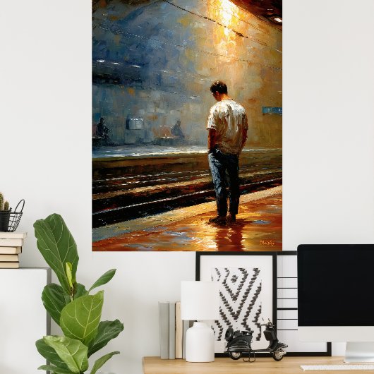 Impressionist Urban Landscape – Quiet Platform Poster (Heimbüro)