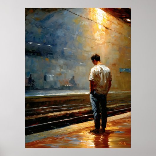 Impressionist Urban Landscape – Quiet Platform Poster (Vorne)
