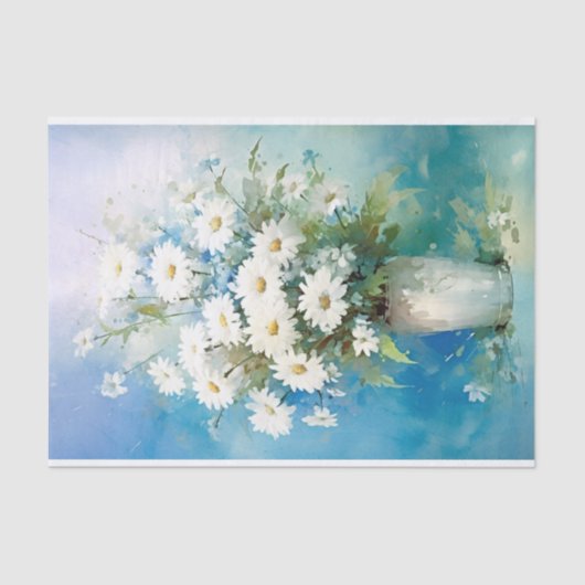Impressionist Watercolor Daisies in einer Vase Seidenpapier (Vorderseite)