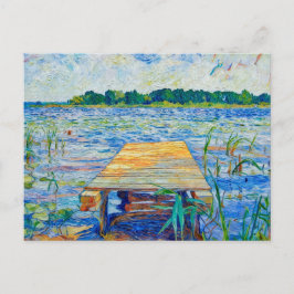 Impressionist Wooden Pier at Ferch on the Schwielo Postkarte