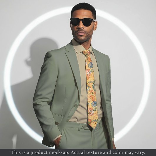 Impressionist Yellow Floral Necktie Krawatte