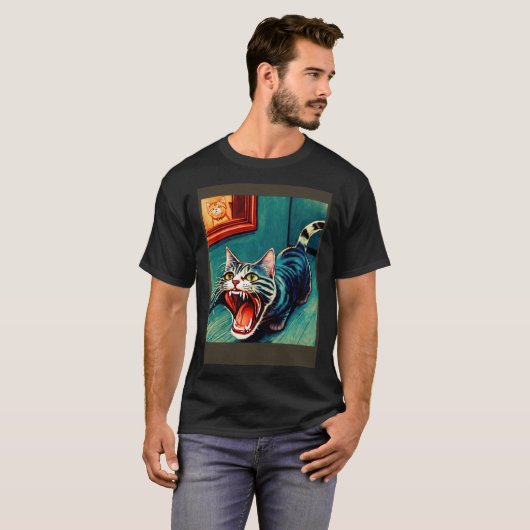 Impressionistic  Cat Screaming Impressionism Cats  T-Shirt (Vorne ganz)